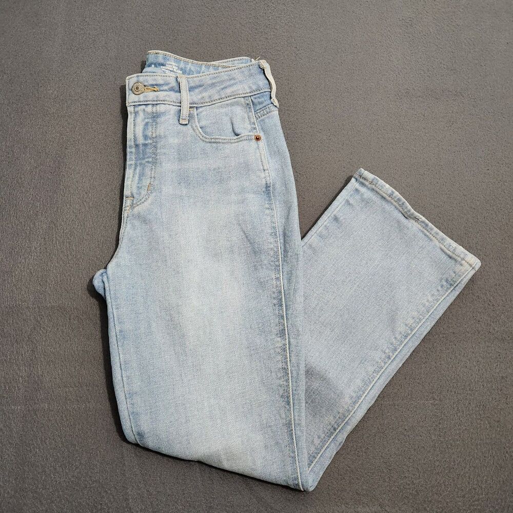 Old Navy Women 0 High Rise Vtg Crop Flare Secret Smooth Pocket Light Wash Jeans